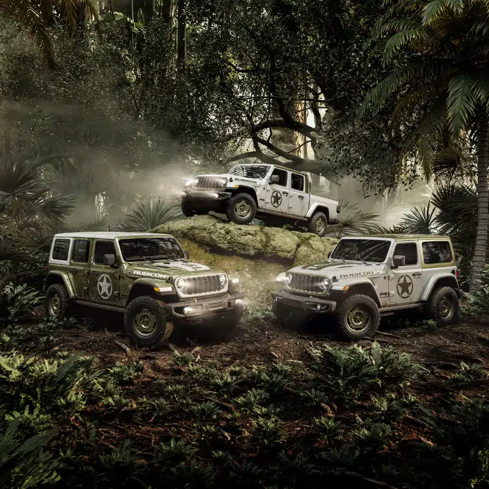 A collection of diverse Jeep SUVs displayed, ready for families, commuters, and adventurous journeys.